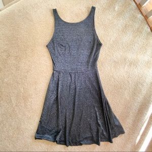H&M Glitter Silver Gray Skater Mini Dress Tank Top